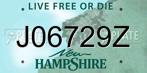 J06729Z New Hampshire License Plate