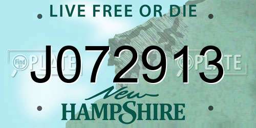 J072913 New Hampshire License Plate
