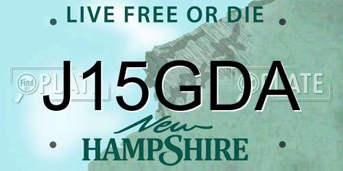 J15GDA New Hampshire License Plate