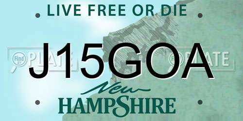 J15GOA New Hampshire License Plate