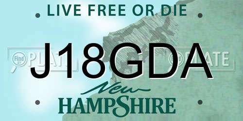 J18GDA New Hampshire License Plate