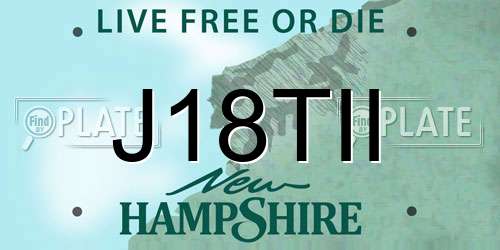 J18TII New Hampshire License Plate
