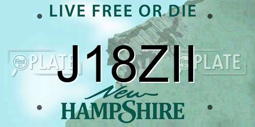 J18ZII New Hampshire License Plate