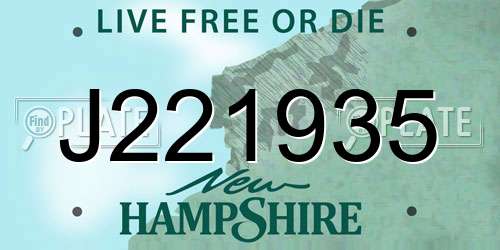 J221935 New Hampshire License Plate