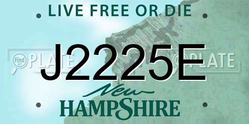 J2225E New Hampshire License Plate