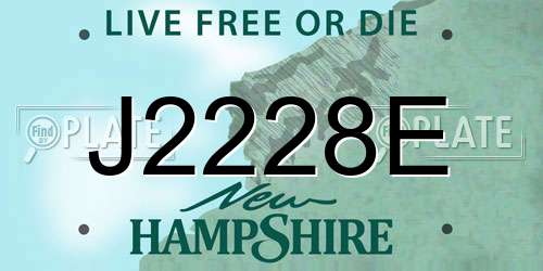 J2228E New Hampshire License Plate