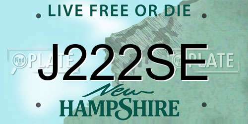 J222SE New Hampshire License Plate