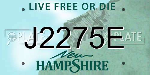 J2275E New Hampshire License Plate