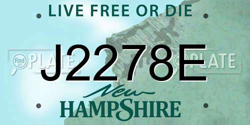 J2278E New Hampshire License Plate