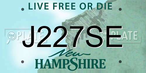 J227SE New Hampshire License Plate