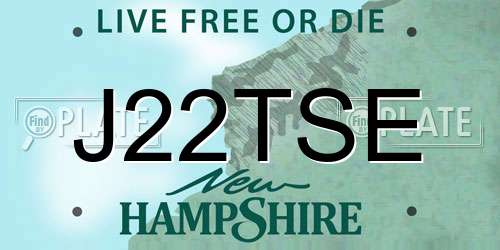 J22TSE New Hampshire License Plate