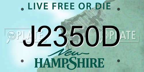 J2350D New Hampshire License Plate
