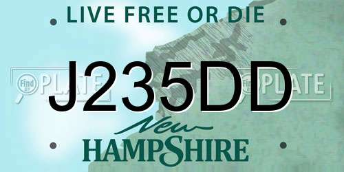 J235DD New Hampshire License Plate