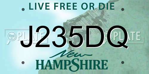 J235DQ New Hampshire License Plate