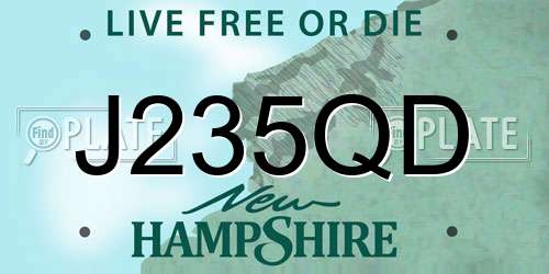 J235QD New Hampshire License Plate