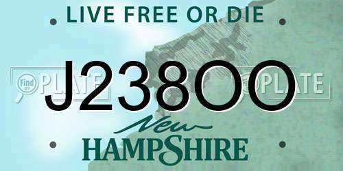 J238OO New Hampshire License Plate