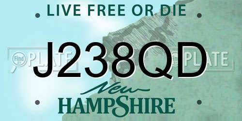 J238QD New Hampshire License Plate