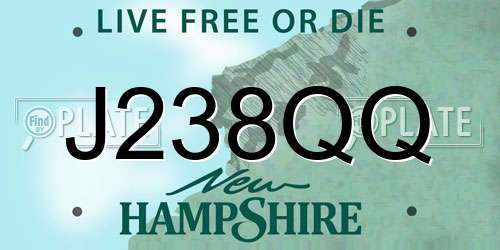 J238QQ New Hampshire License Plate