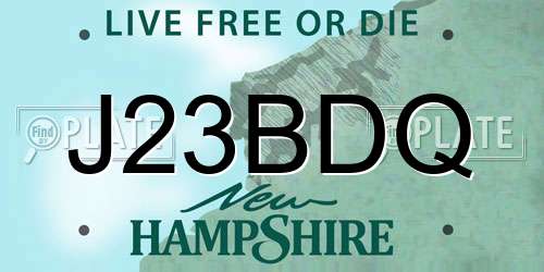 J23BDQ New Hampshire License Plate