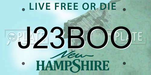 J23BOO New Hampshire License Plate