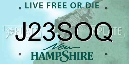J23SOQ New Hampshire License Plate
