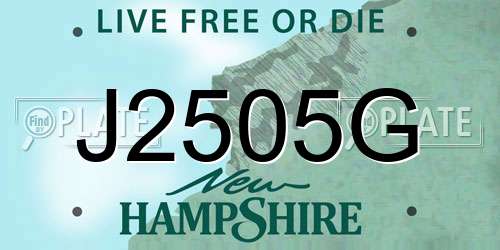 J2505G New Hampshire License Plate