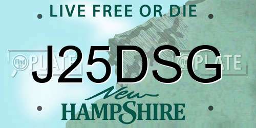 J25DSG New Hampshire License Plate