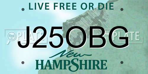 J25OBG New Hampshire License Plate