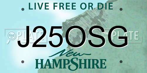 J25OSG New Hampshire License Plate