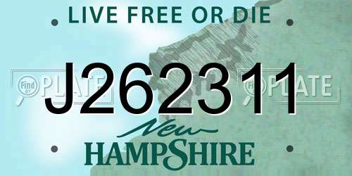 J262311 New Hampshire License Plate