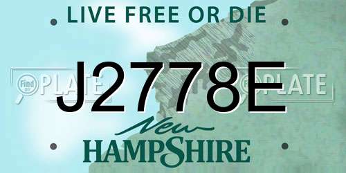 J2778E New Hampshire License Plate