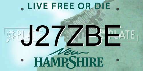 J27ZBE New Hampshire License Plate