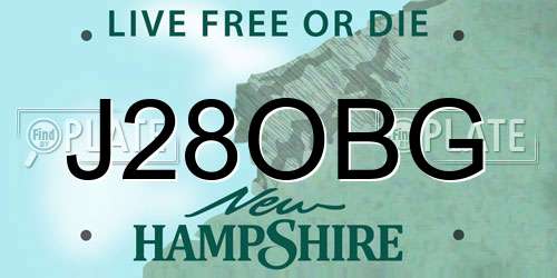 J28OBG New Hampshire License Plate