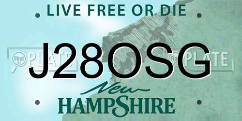 J28OSG New Hampshire License Plate