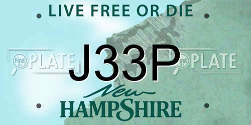 J33P New Hampshire License Plate