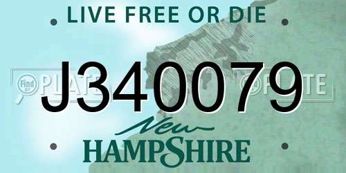 J340079 New Hampshire License Plate