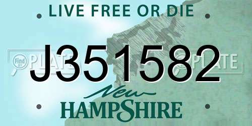 J351582 New Hampshire License Plate
