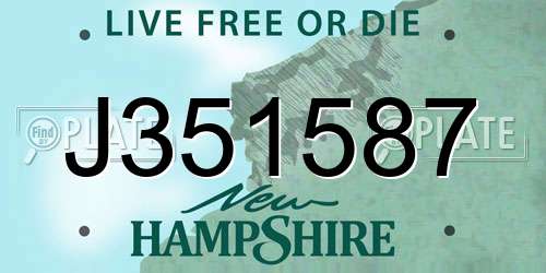 J351587 New Hampshire License Plate
