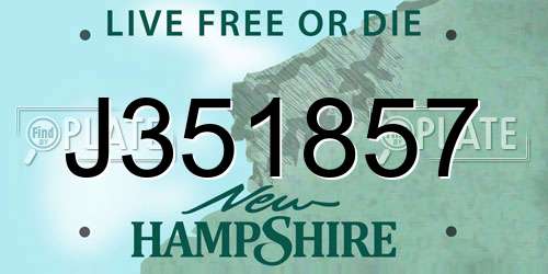 J351857 New Hampshire License Plate