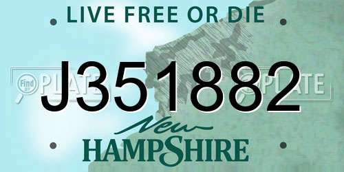 J351882 New Hampshire License Plate