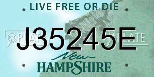 J35245E New Hampshire License Plate