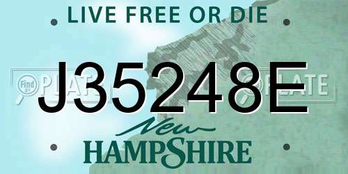 J35248E New Hampshire License Plate