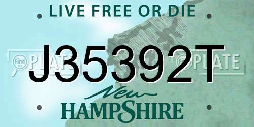 J35392T New Hampshire License Plate
