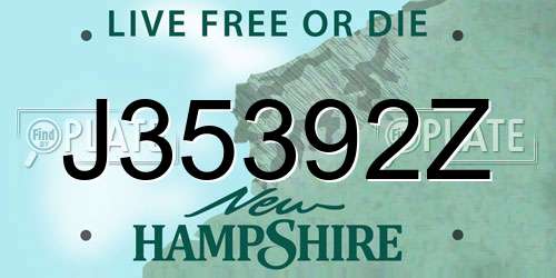 J35392Z New Hampshire License Plate