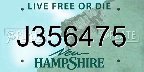J356475 New Hampshire License Plate