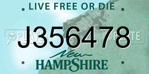 J356478 New Hampshire License Plate