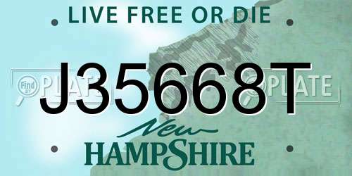 J35668T New Hampshire License Plate