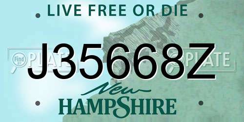 J35668Z New Hampshire License Plate
