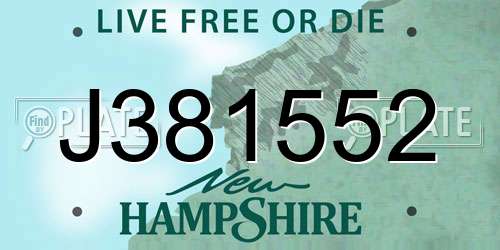 J381552 New Hampshire License Plate