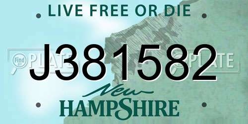 J381582 New Hampshire License Plate